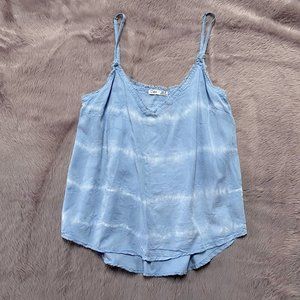 Dex blue & white frayed edge summer tank top